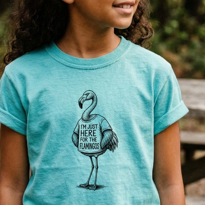 I'm Just Here for the Flamingos Kids Cotton T-Shirt