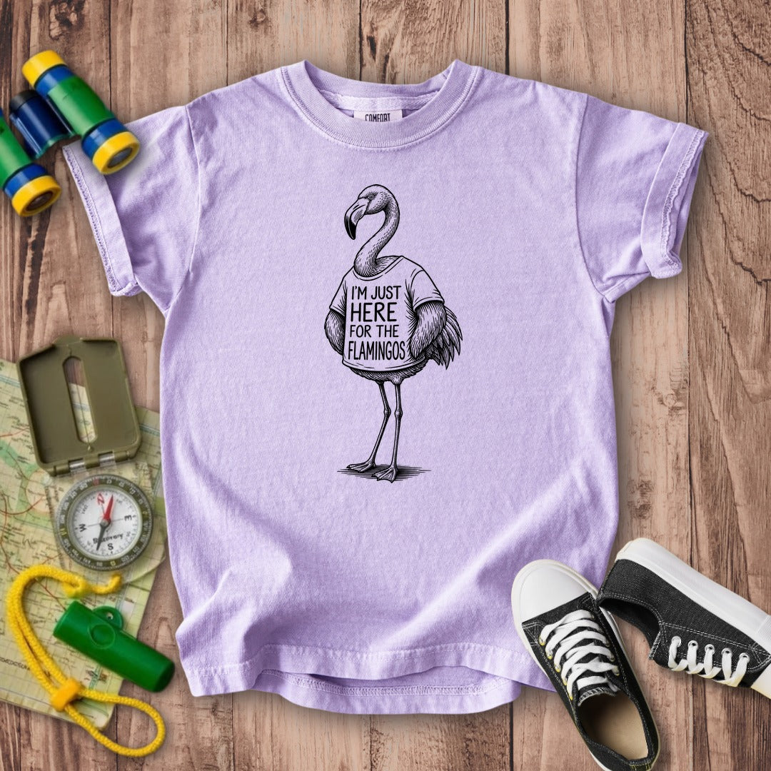 I'm Just Here for the Flamingos Kids Cotton T-Shirt