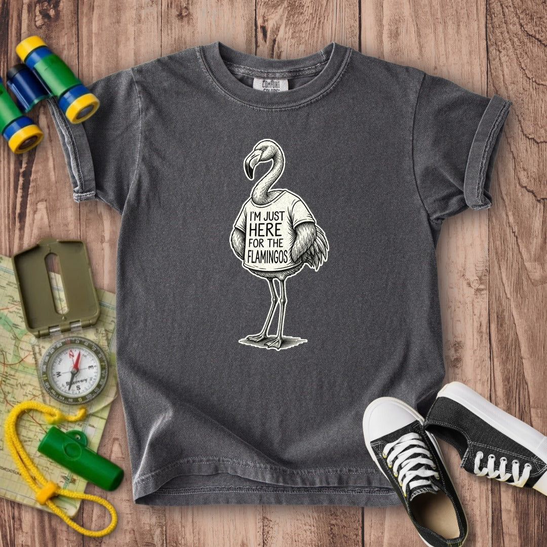 I'm Just Here for the Flamingos Kids Cotton T-Shirt
