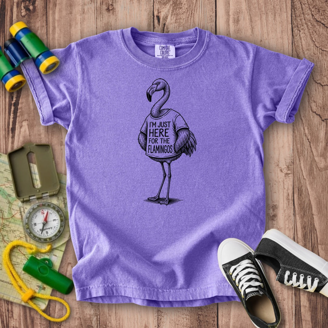 I'm Just Here for the Flamingos Kids Cotton T-Shirt