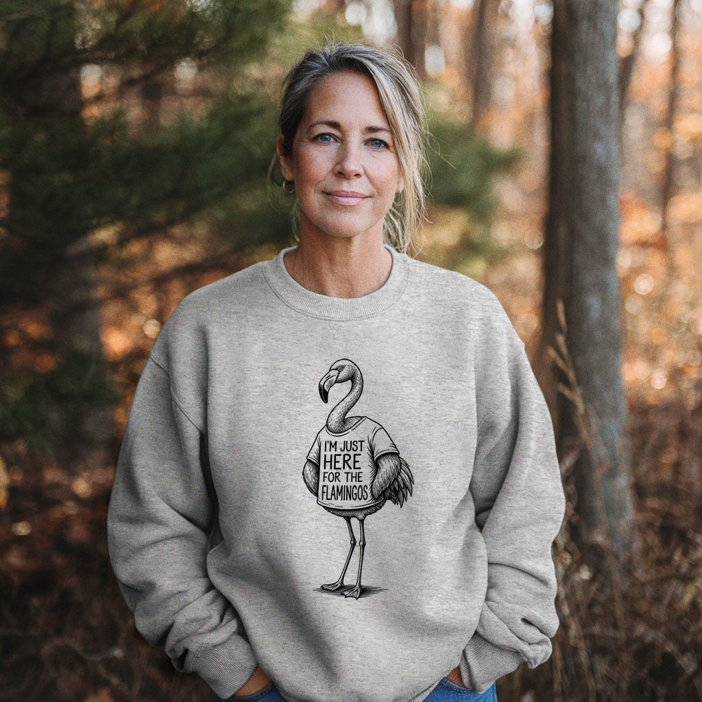 I'm Just Here for the Flamingos Crewneck Sweatshirt