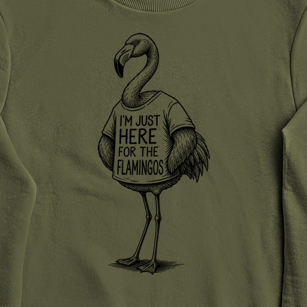 I'm Just Here for the Flamingos Crewneck Sweatshirt