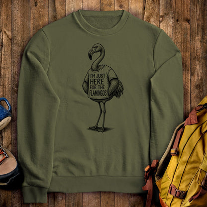 I'm Just Here for the Flamingos Crewneck Sweatshirt