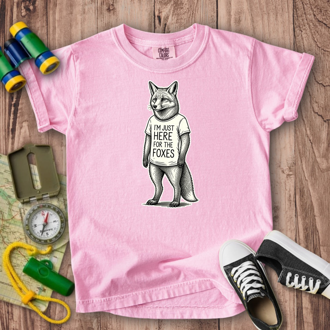 I'm Just Here for the Foxes Kids Cotton T-Shirt