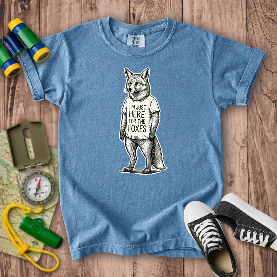 I'm Just Here for the Foxes Kids Cotton T-Shirt