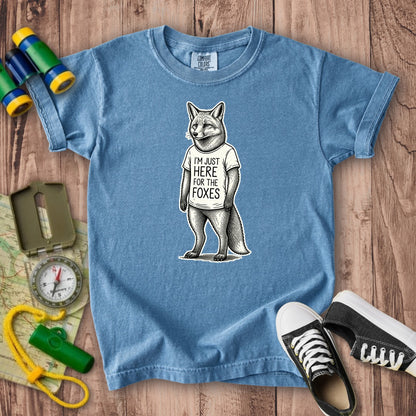 I'm Just Here for the Foxes Kids Cotton T-Shirt
