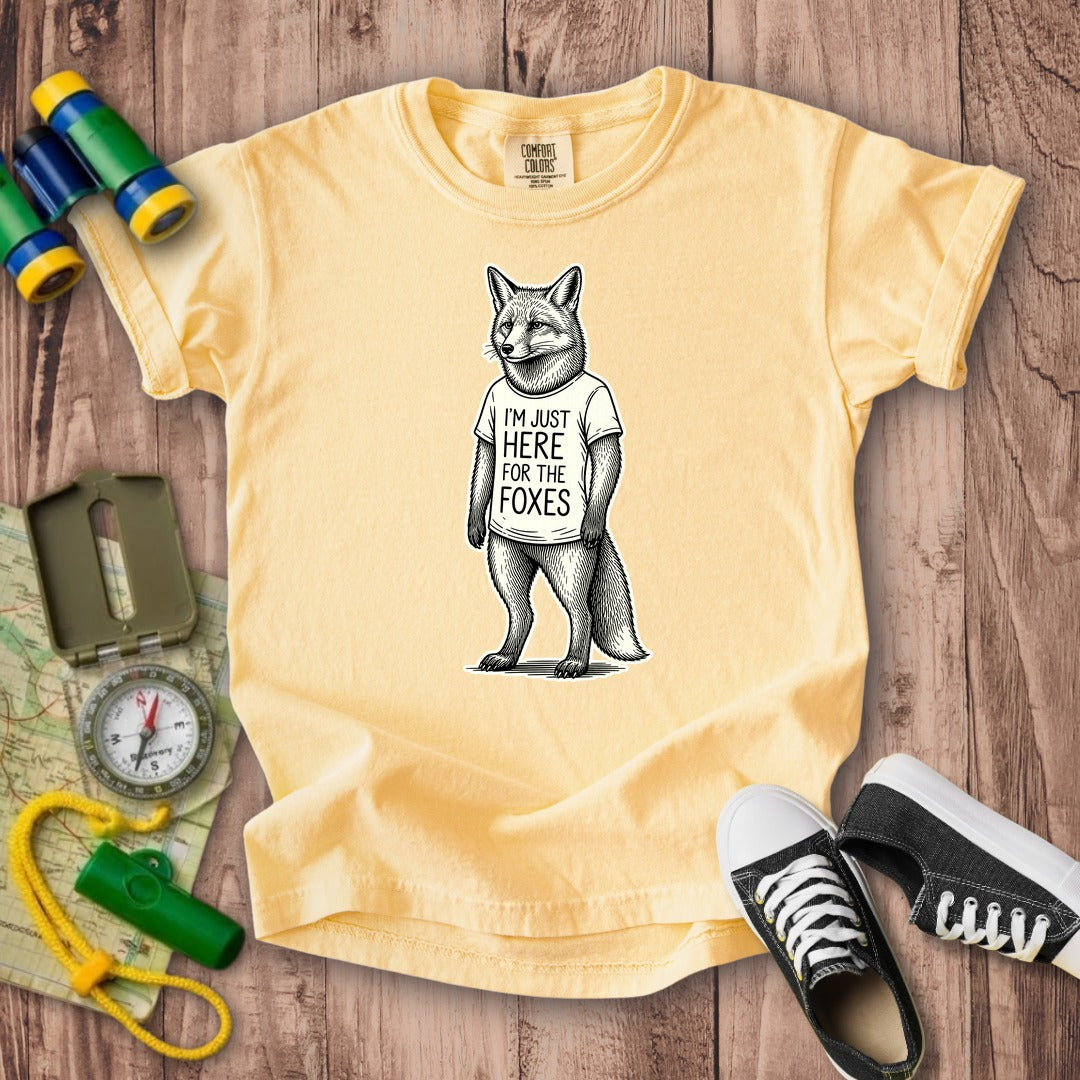 I'm Just Here for the Foxes Kids Cotton T-Shirt