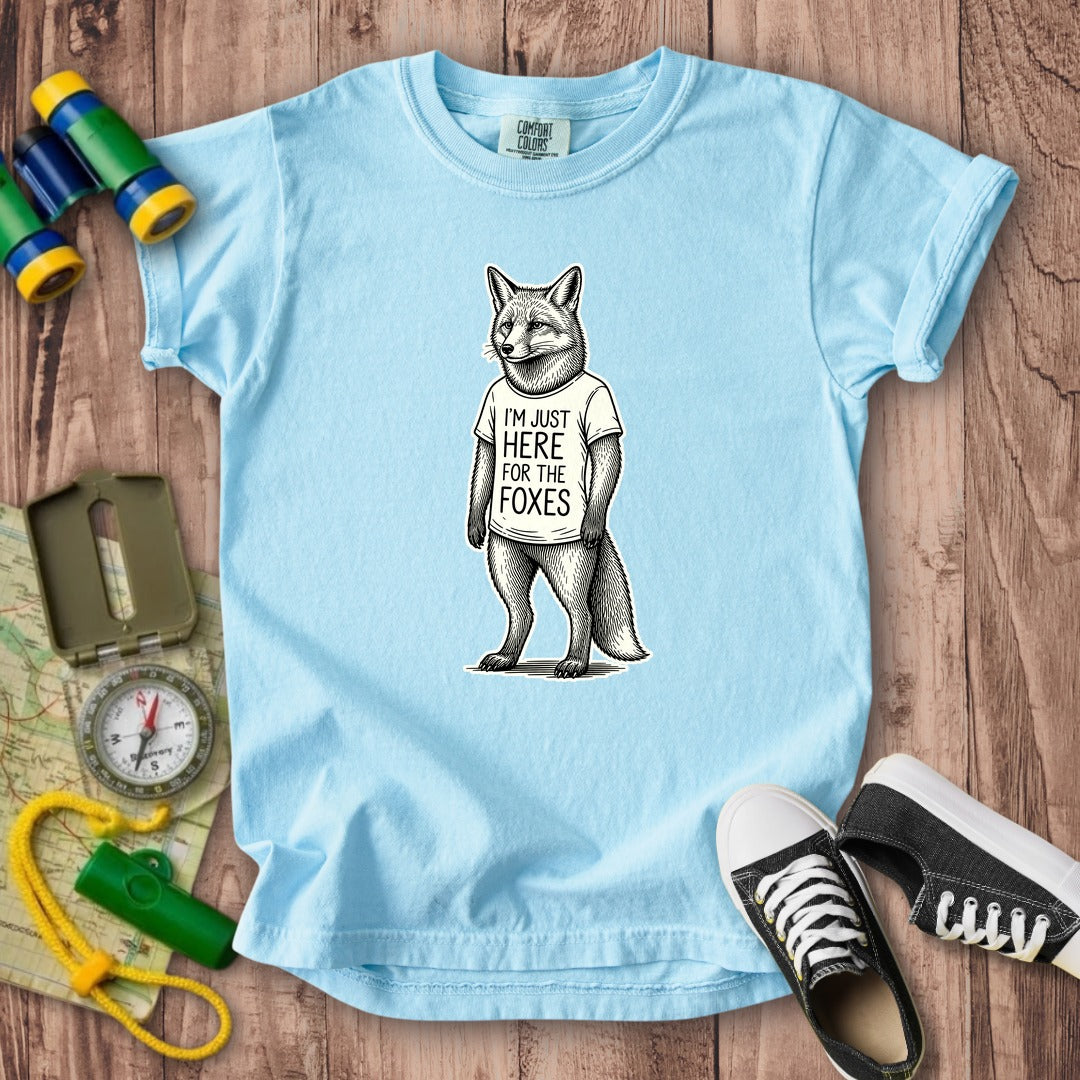 I'm Just Here for the Foxes Kids Cotton T-Shirt