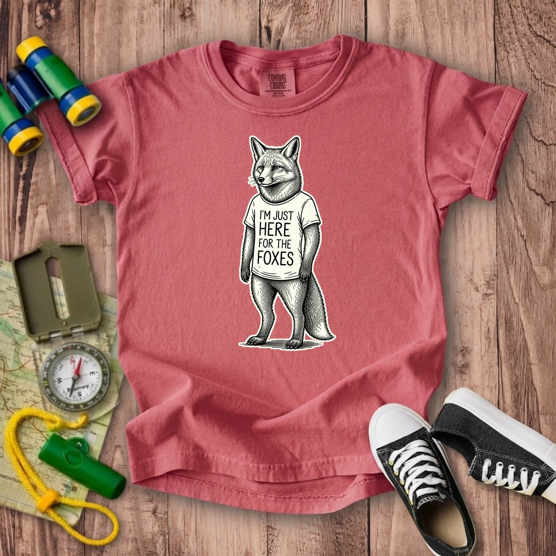 I'm Just Here for the Foxes Kids Cotton T-Shirt