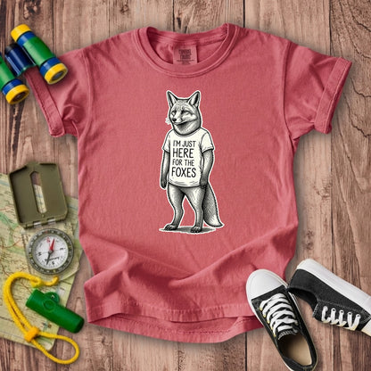 I'm Just Here for the Foxes Kids Cotton T-Shirt