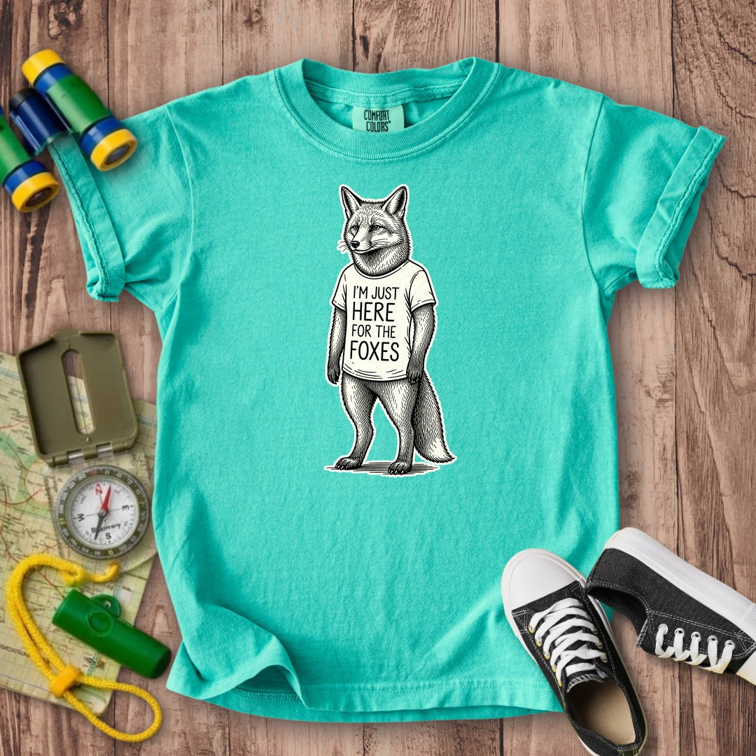 I'm Just Here for the Foxes Kids Cotton T-Shirt