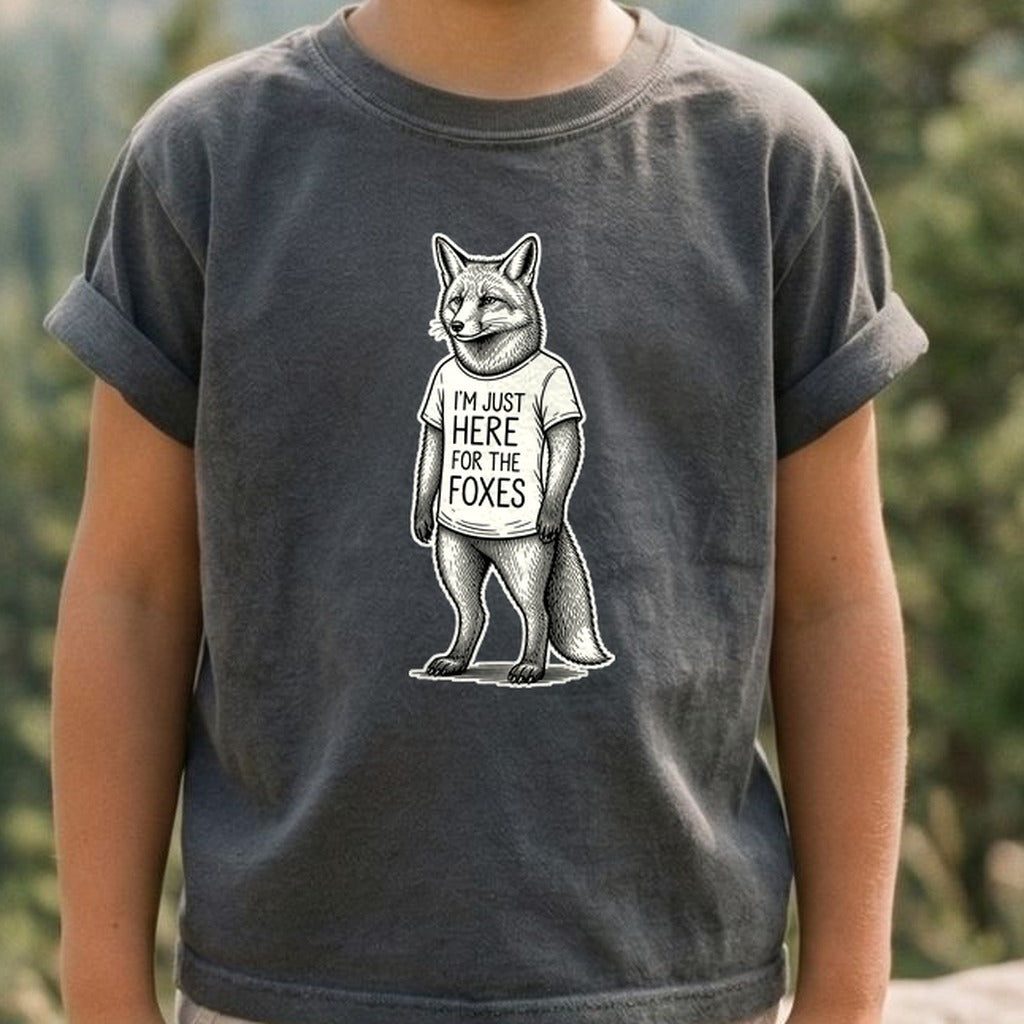 I'm Just Here for the Foxes Kids Cotton T-Shirt