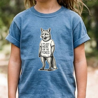 I'm Just Here for the Foxes Kids Cotton T-Shirt