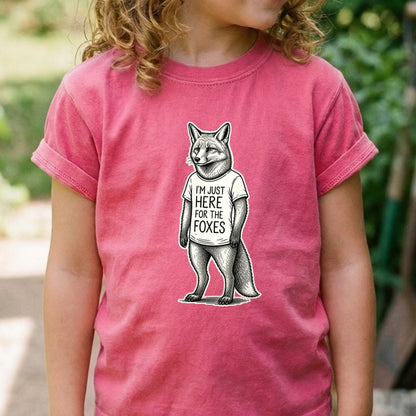 I'm Just Here for the Foxes Kids Cotton T-Shirt