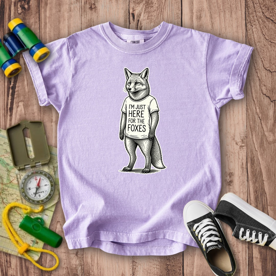 I'm Just Here for the Foxes Kids Cotton T-Shirt