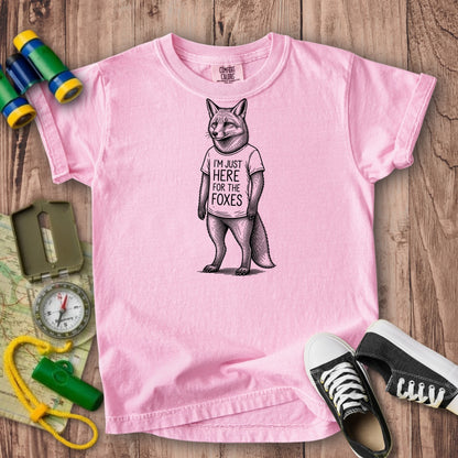 I'm Just Here for the Foxes Kids Cotton T-Shirt