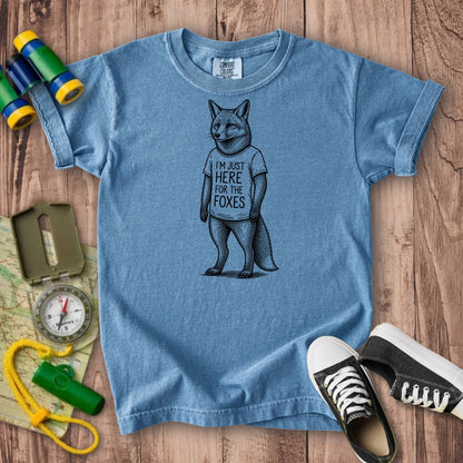 I'm Just Here for the Foxes Kids Cotton T-Shirt
