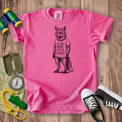 I'm Just Here for the Foxes Kids Cotton T-Shirt