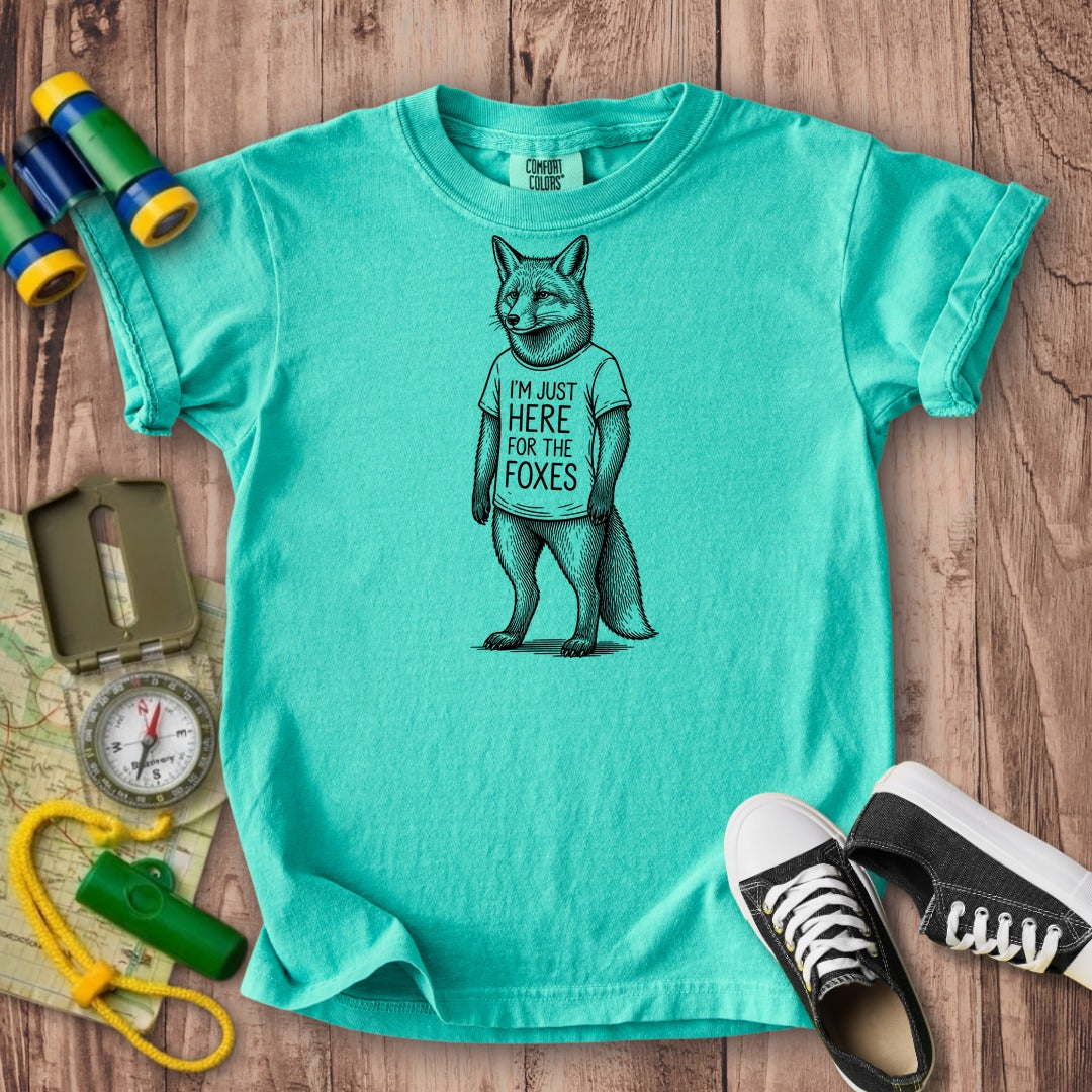 I'm Just Here for the Foxes Kids Cotton T-Shirt