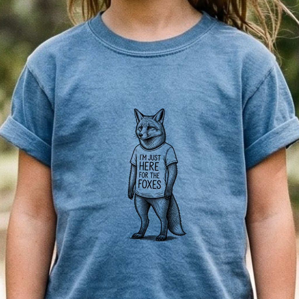 I'm Just Here for the Foxes Kids Cotton T-Shirt