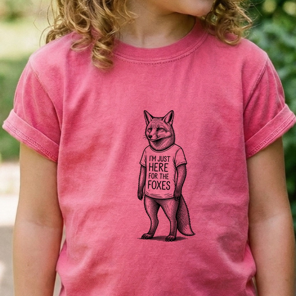 I'm Just Here for the Foxes Kids Cotton T-Shirt