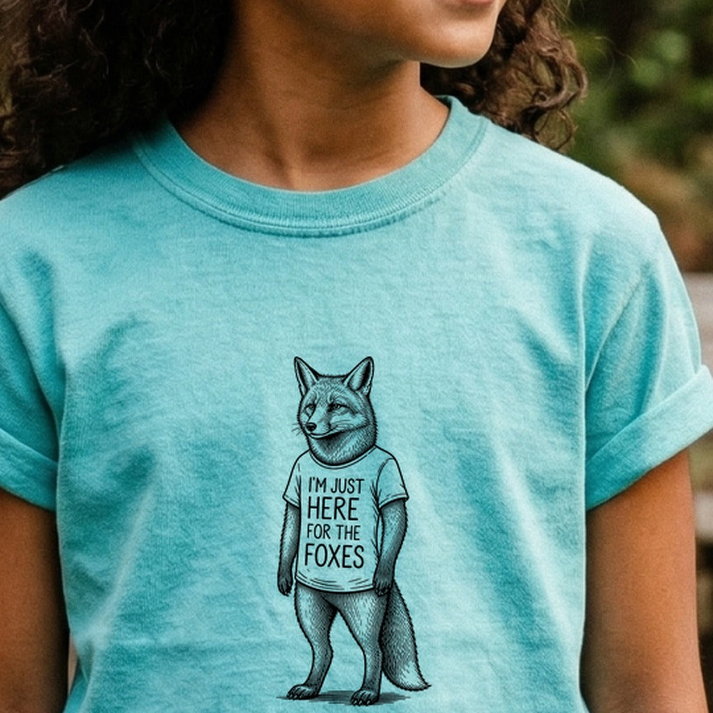 I'm Just Here for the Foxes Kids Cotton T-Shirt