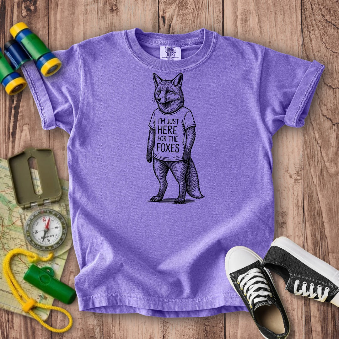 I'm Just Here for the Foxes Kids Cotton T-Shirt