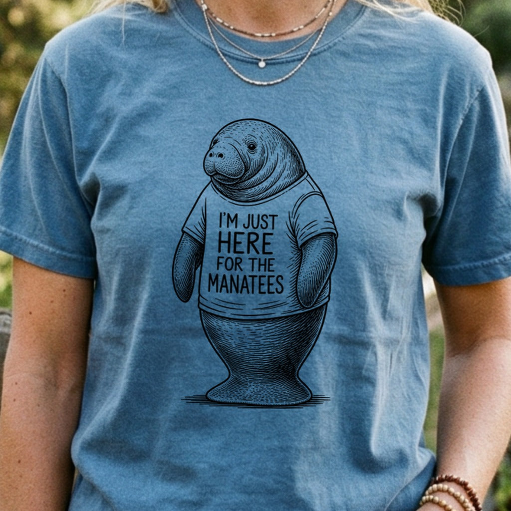 I'm Just Here for the Manatees Cotton T-Shirt
