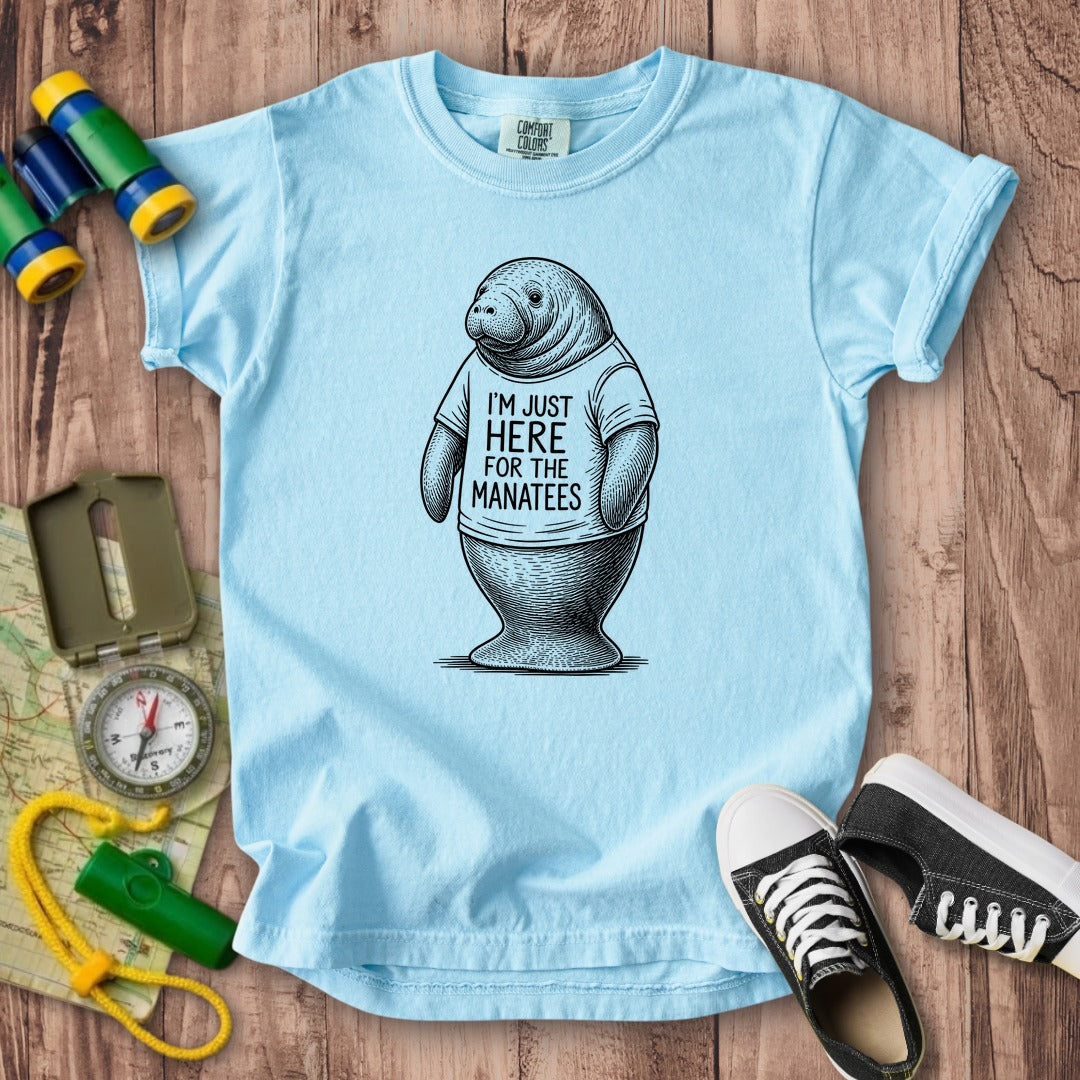 I'm Just Here for the Manatees Kids Cotton T-Shirt