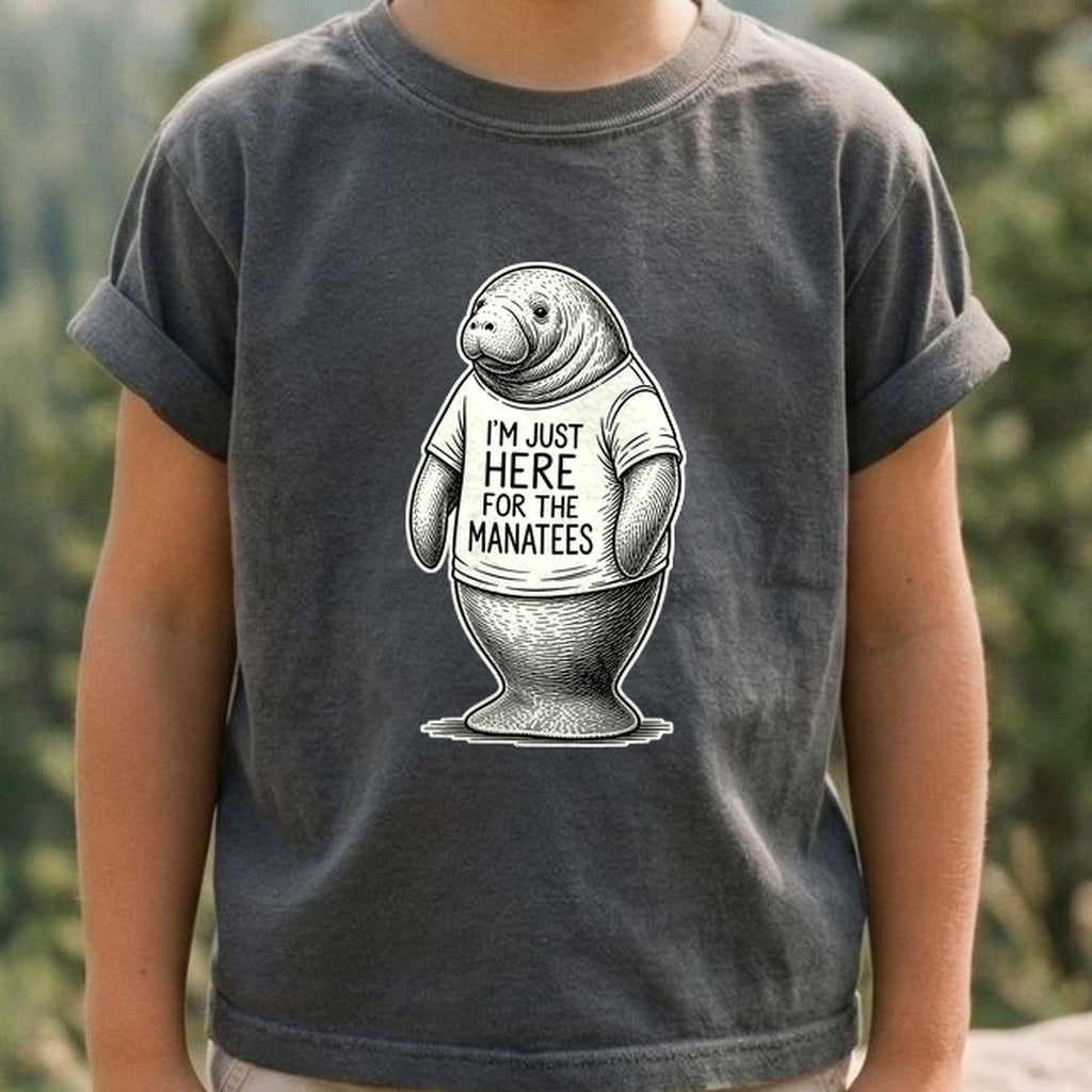 I'm Just Here for the Manatees Kids Cotton T-Shirt