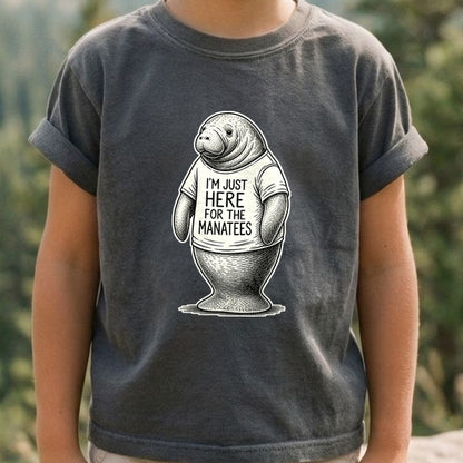 I'm Just Here for the Manatees Kids Cotton T-Shirt