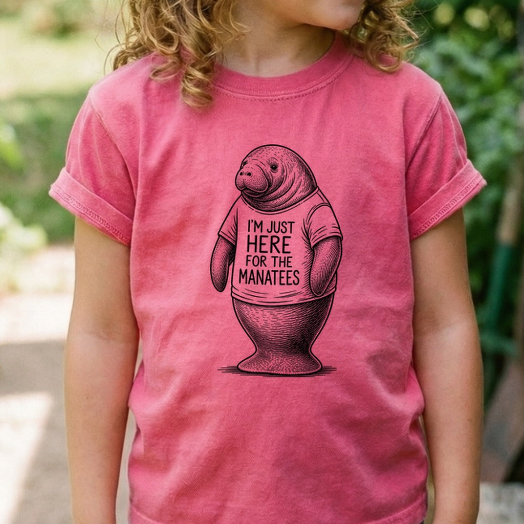 I'm Just Here for the Manatees Kids Cotton T-Shirt