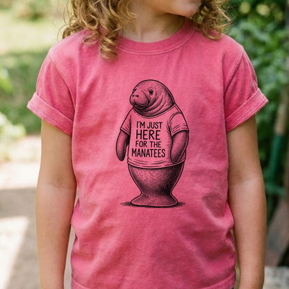 I'm Just Here for the Manatees Kids Cotton T-Shirt