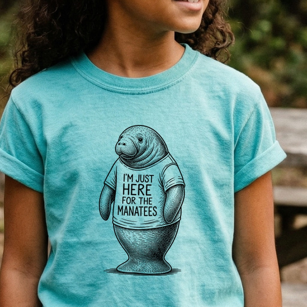 I'm Just Here for the Manatees Kids Cotton T-Shirt