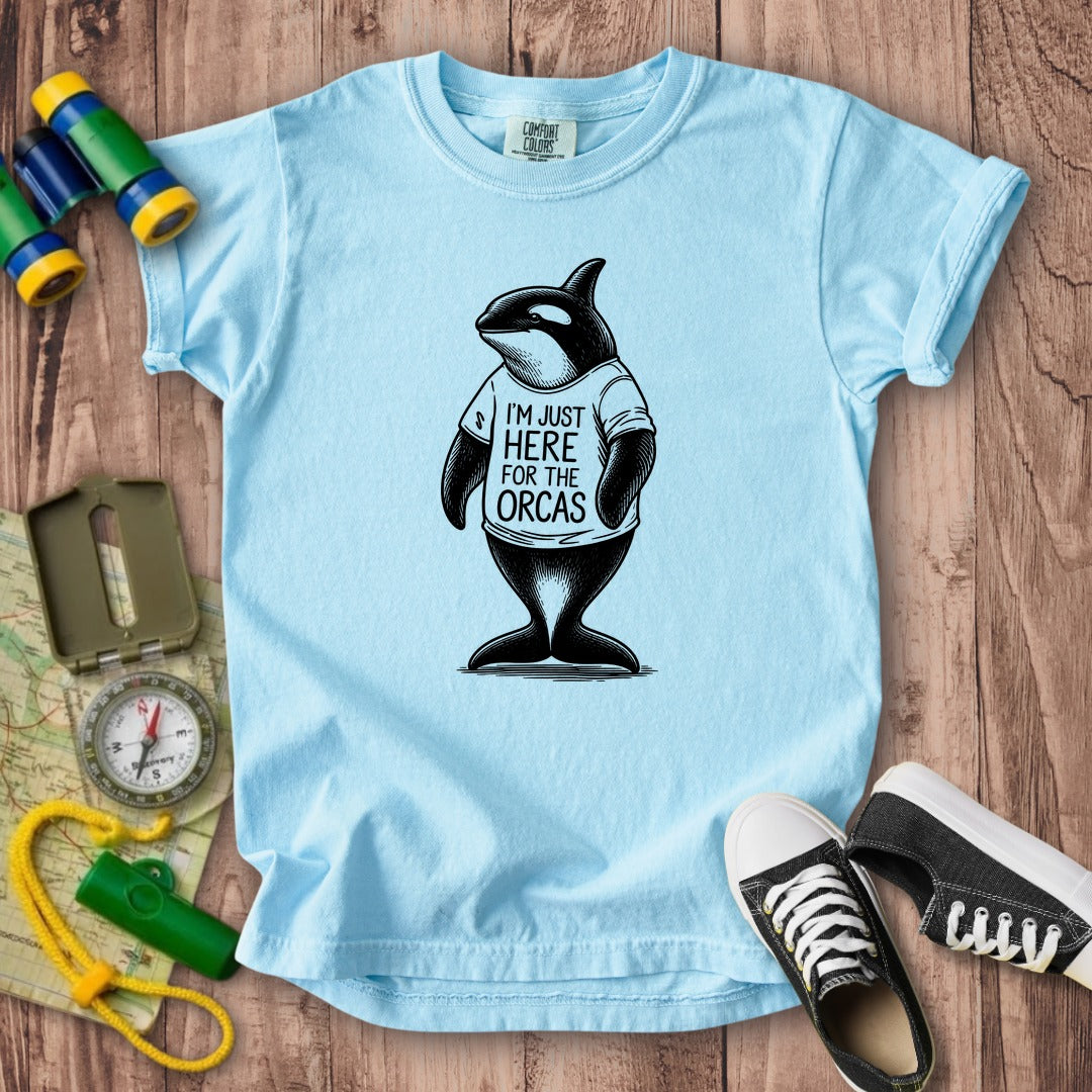 I'm Just Here for the Orcas Kids Cotton T-Shirt