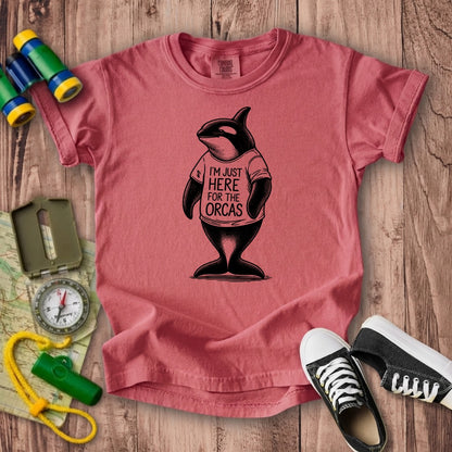 I'm Just Here for the Orcas Kids Cotton T-Shirt