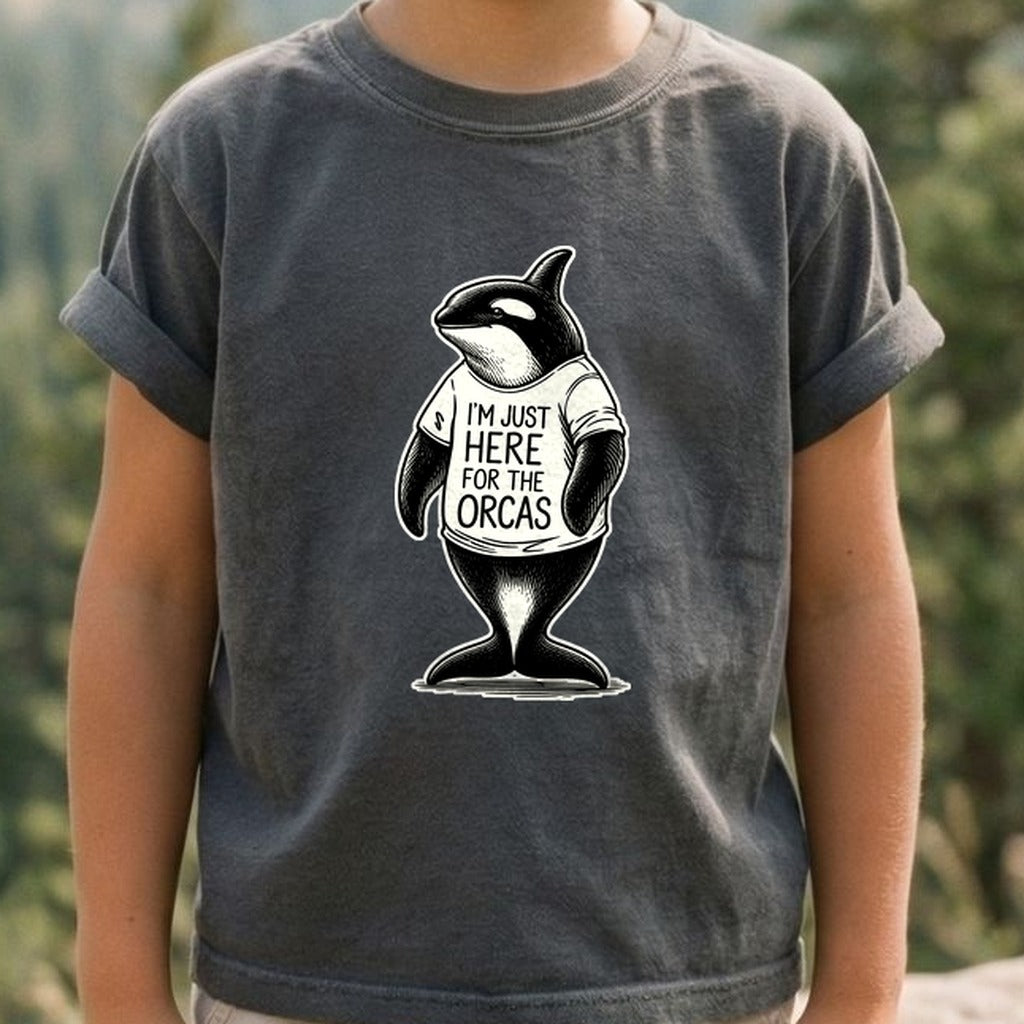 I'm Just Here for the Orcas Kids Cotton T-Shirt