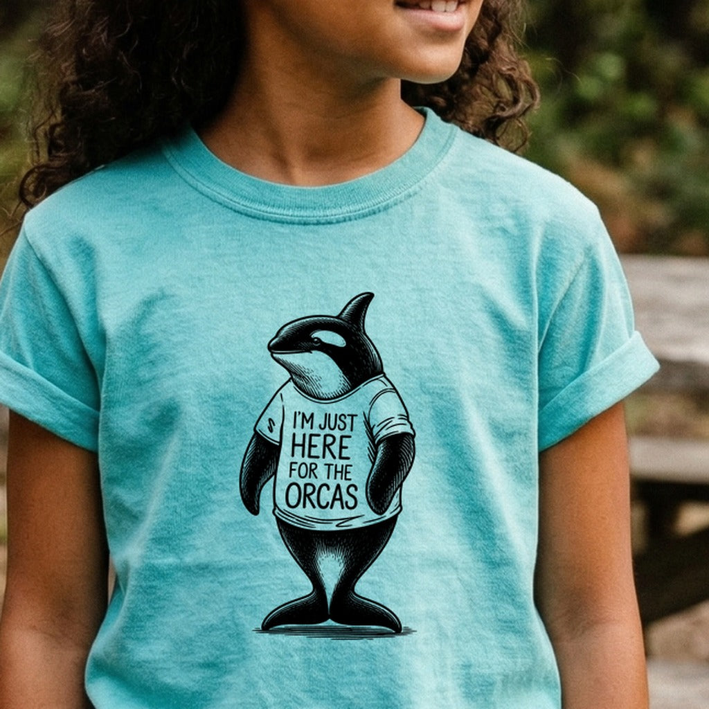 I'm Just Here for the Orcas Kids Cotton T-Shirt