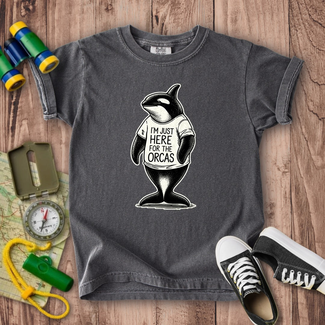 I'm Just Here for the Orcas Kids Cotton T-Shirt