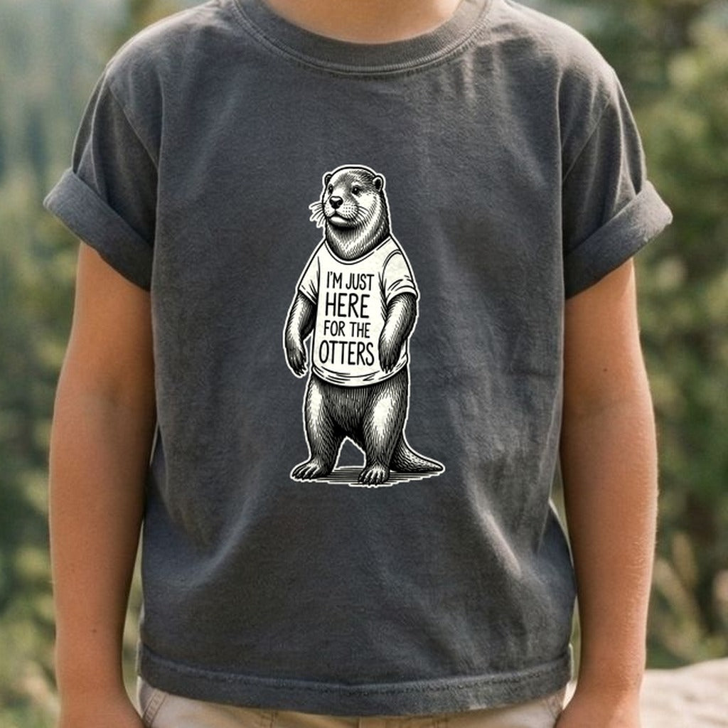 I'm Just Here for the Otters Kids Cotton T-Shirt