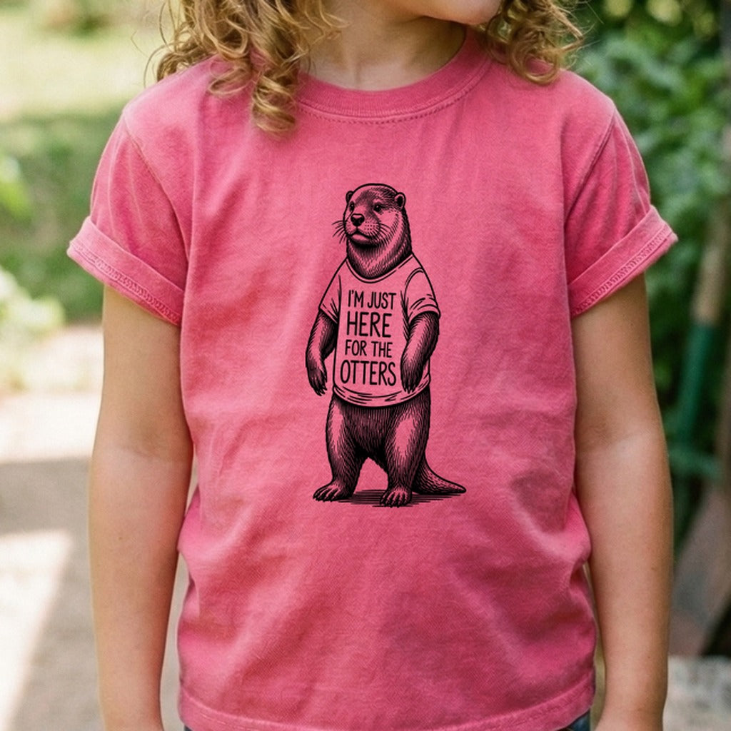 I'm Just Here for the Otters Kids Cotton T-Shirt