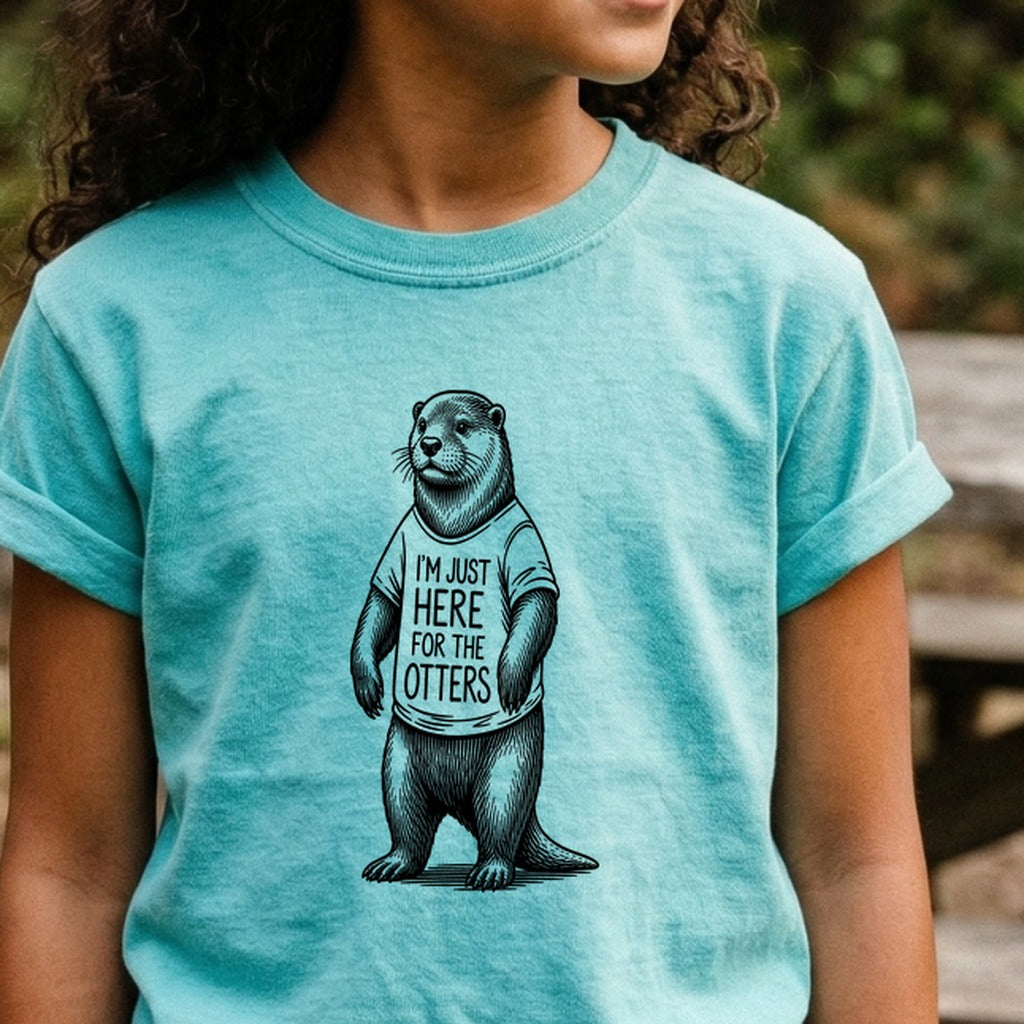 I'm Just Here for the Otters Kids Cotton T-Shirt