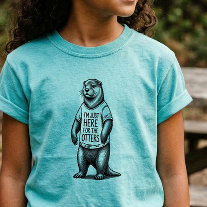 I'm Just Here for the Otters Kids Cotton T-Shirt