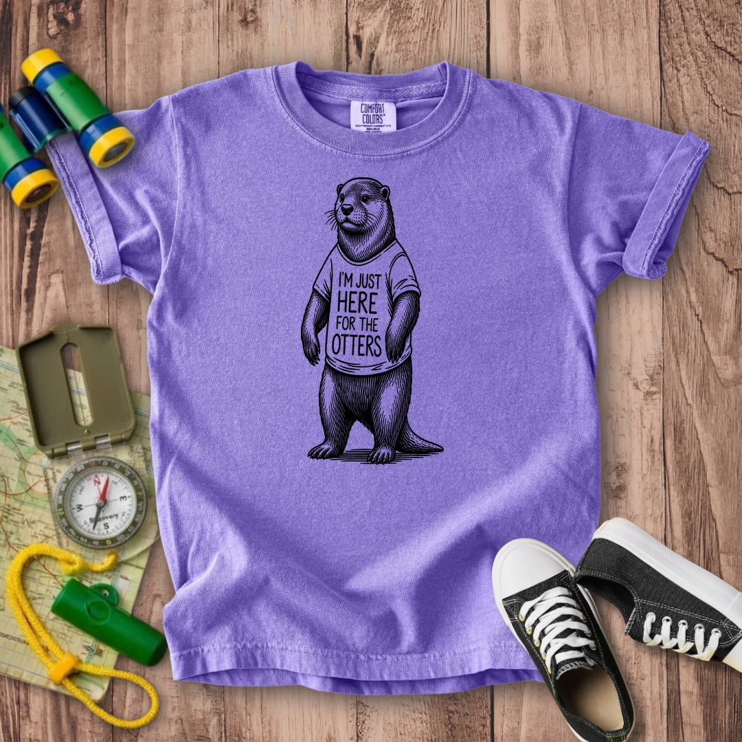 I'm Just Here for the Otters Kids Cotton T-Shirt