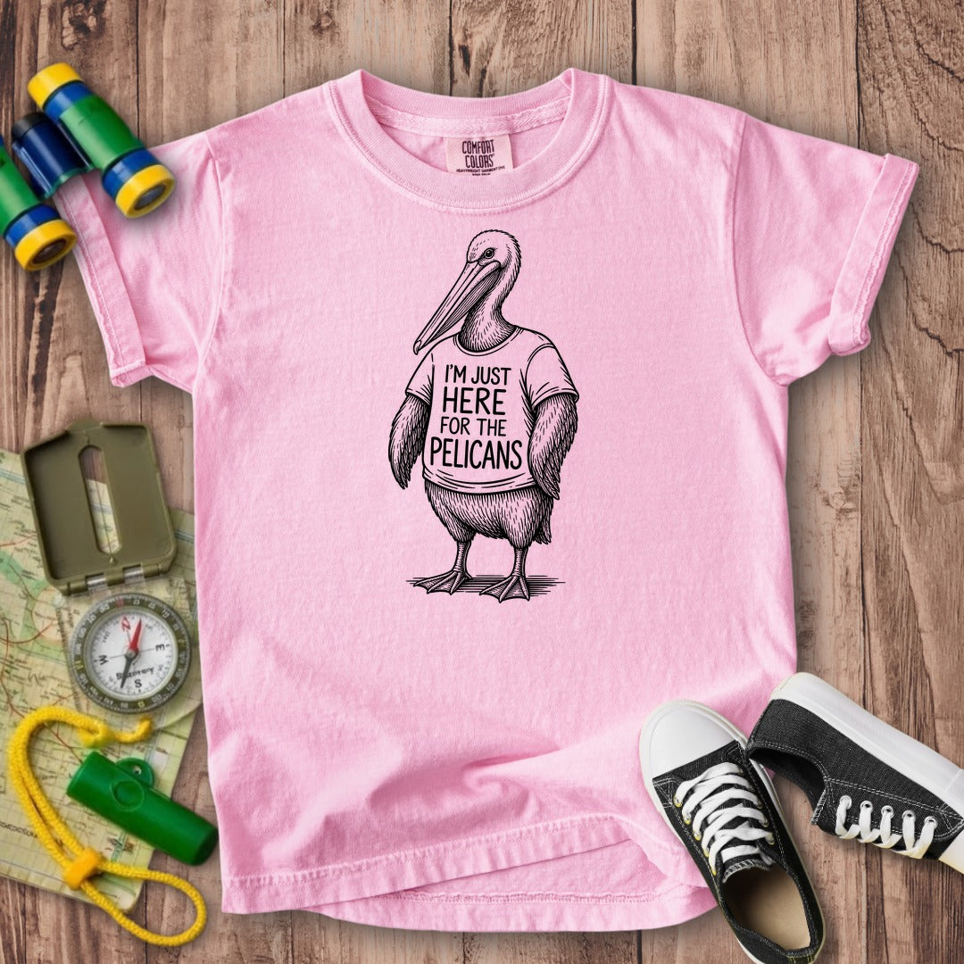 I'm Just Here for the Pelicans Kids Cotton T-Shirt