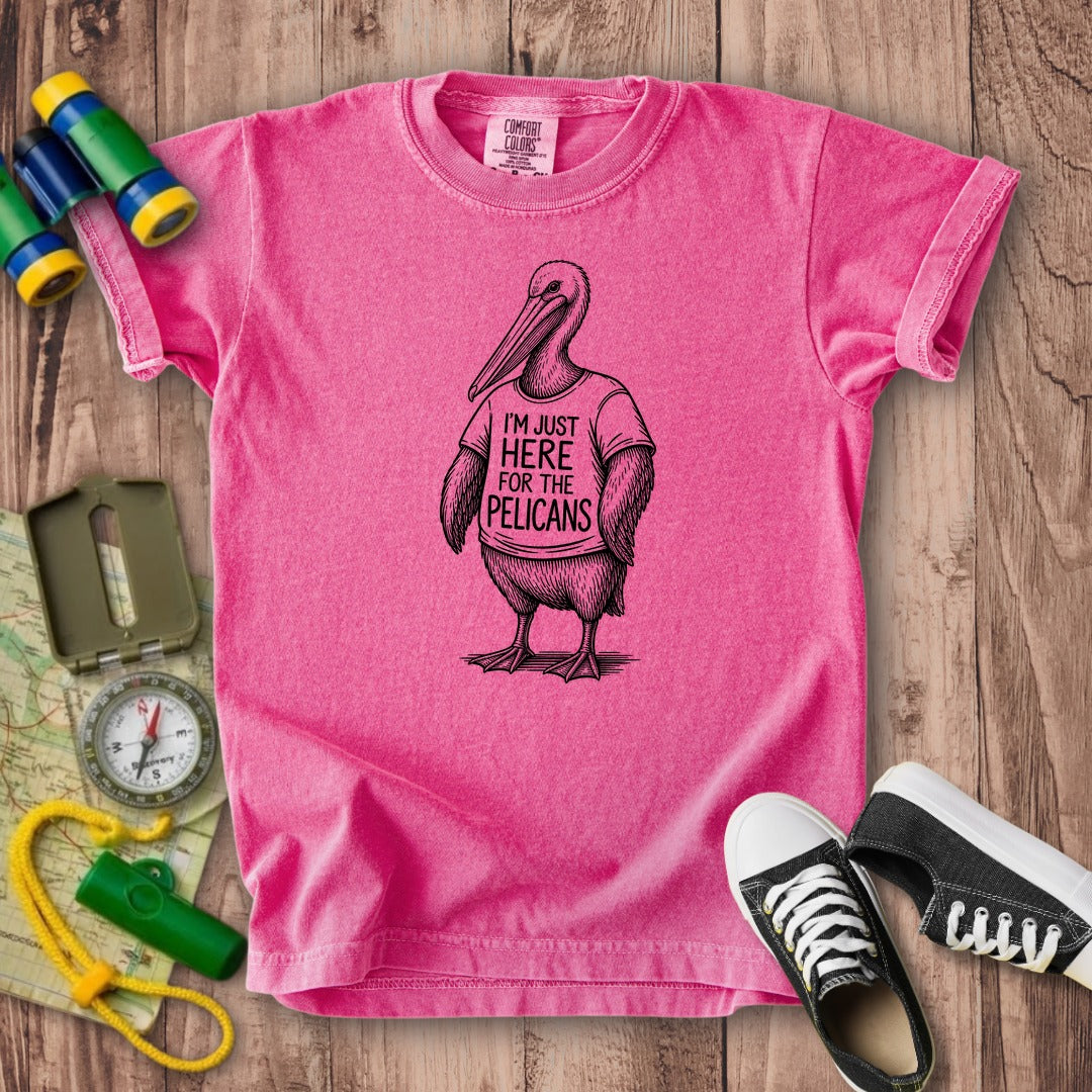 I'm Just Here for the Pelicans Kids Cotton T-Shirt
