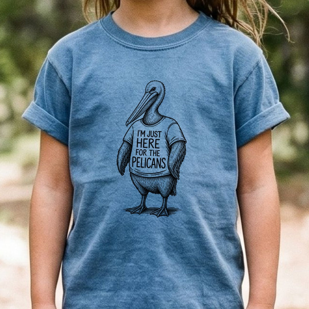 I'm Just Here for the Pelicans Kids Cotton T-Shirt