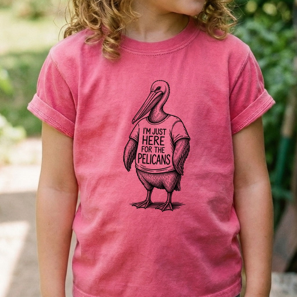 I'm Just Here for the Pelicans Kids Cotton T-Shirt