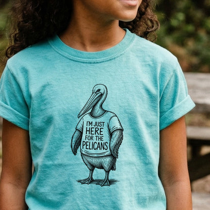 I'm Just Here for the Pelicans Kids Cotton T-Shirt