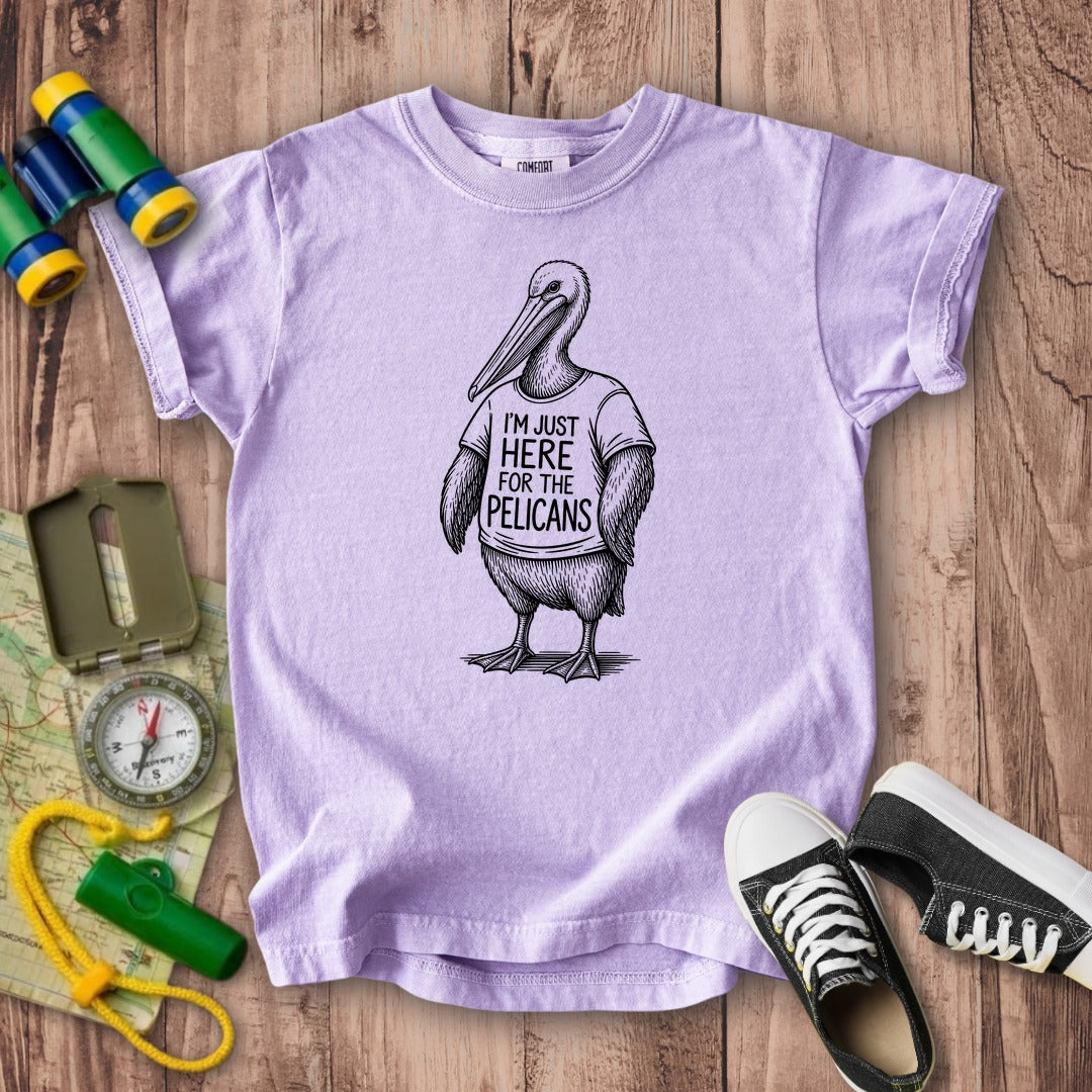 I'm Just Here for the Pelicans Kids Cotton T-Shirt